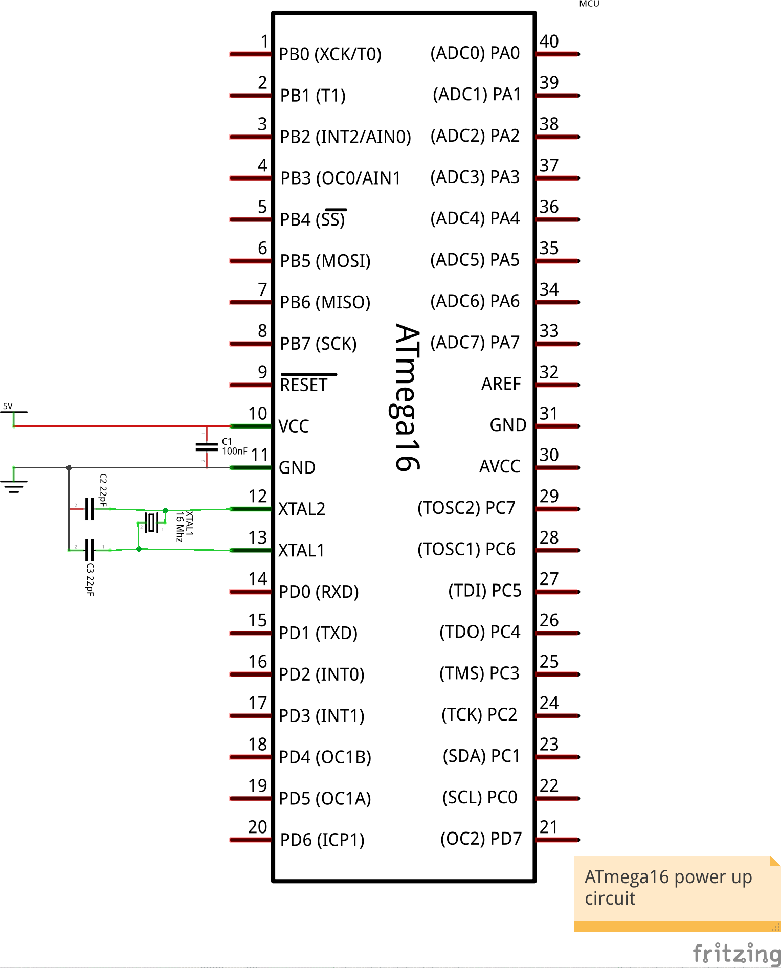 Atmega16 power up circuit